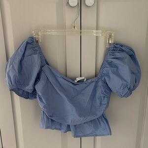 Altar'd State Light Blue Puff Sleeve Blouse